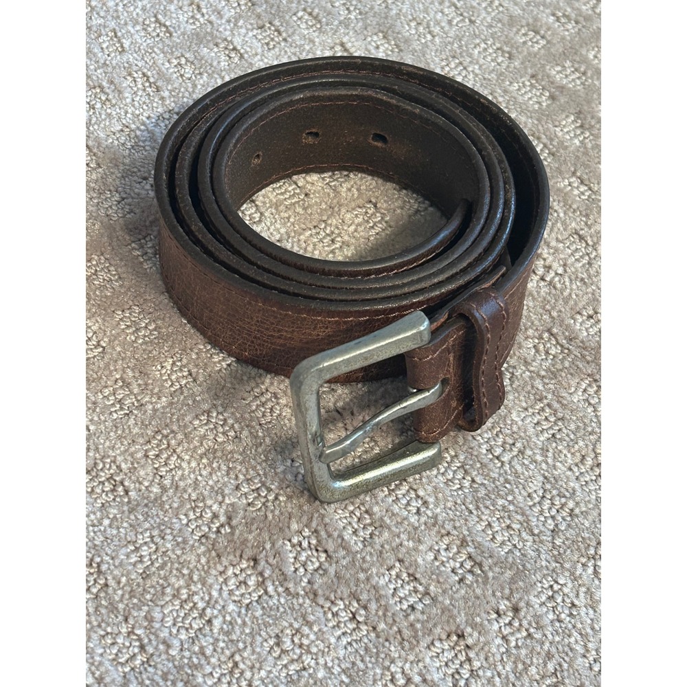 Wrangler Mens Genuine Leather Brown Belt Silver‎ Buckle Size 44